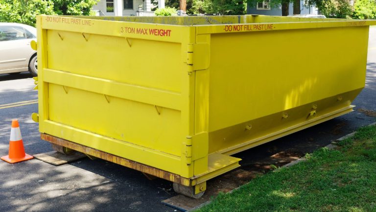 yellow construction bin